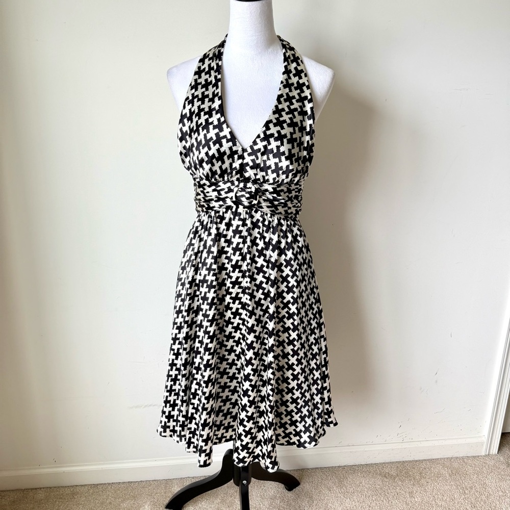 SUZI CHIN for Maggy Boutique Silk Backless Halter Swing Dress—SZ. 6
